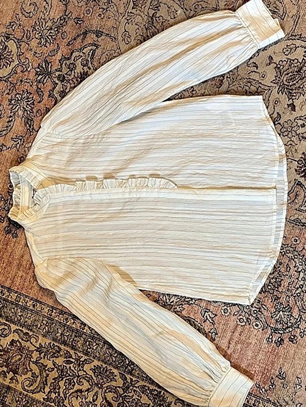 Madewell Ruffled Button-Up Top in Airy Multi Stripe Medium